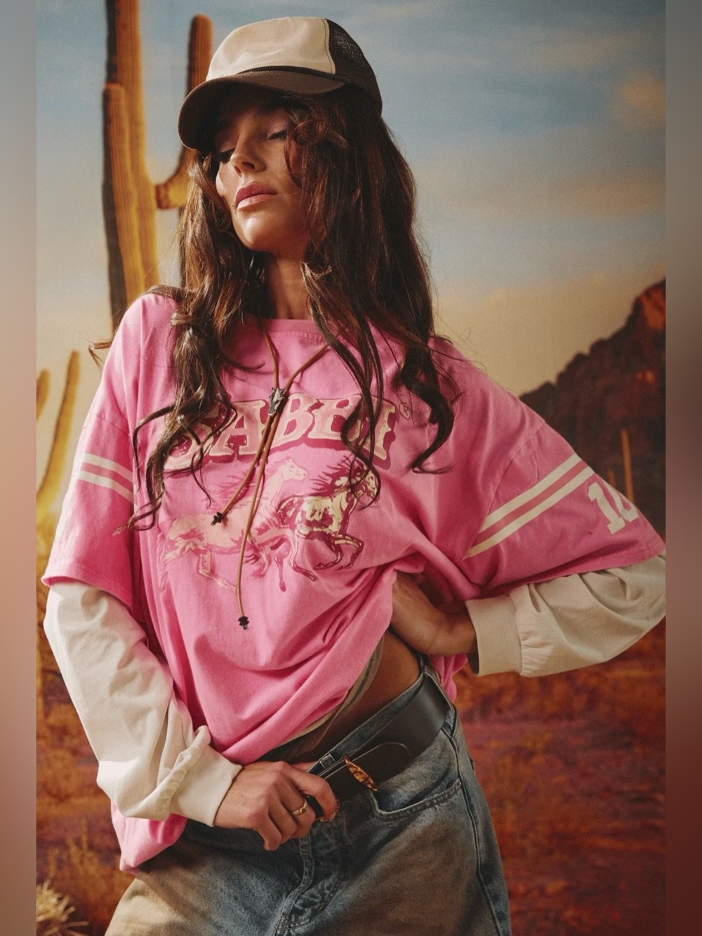 NEIGH SAYER LONG SLEEVE TEE PINK